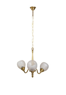 Antique Hanging Lamp, Three Glass Upward Shining Shades