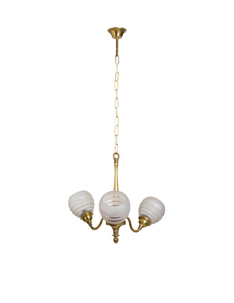 Small antique hanging lamp, frosted glass shades