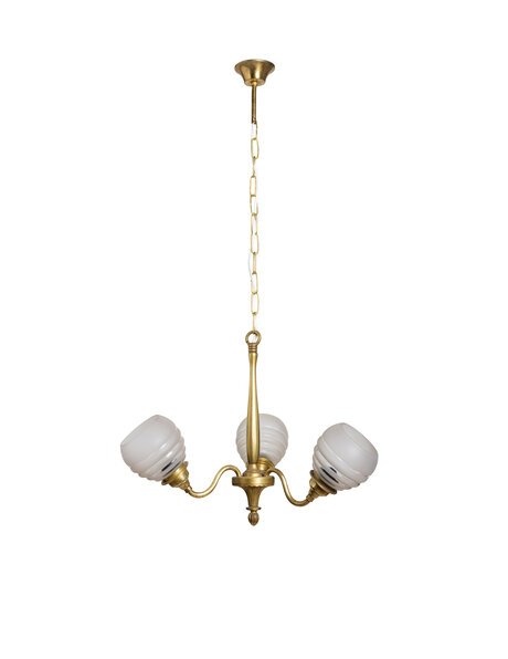 Small antique hanging lamp, frosted glass shades