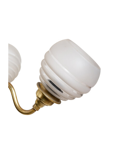 Kleine antieke hanglamp, matglas kapjes