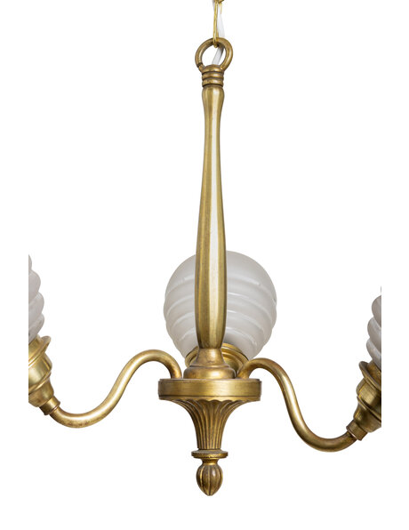 Small antique hanging lamp, frosted glass shades