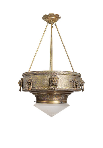 Prachtige Klassieke Hanglamp, Messing, Jaren 30