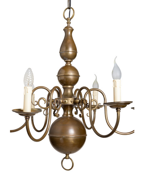 Old chandelier, burnished, ball crown