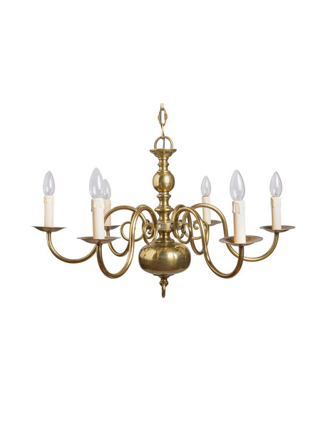 Old chandelier, yellow brass