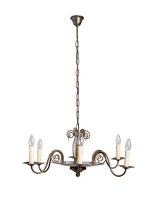 Wrought Iron Chandelier, Burnished, 1960s