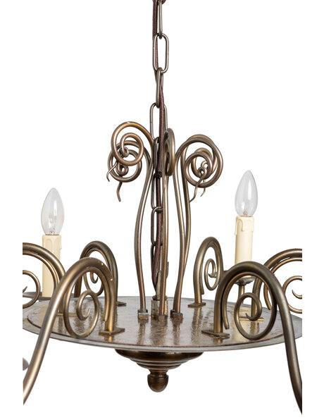 Vintage chandelier, 6 arms, brownish