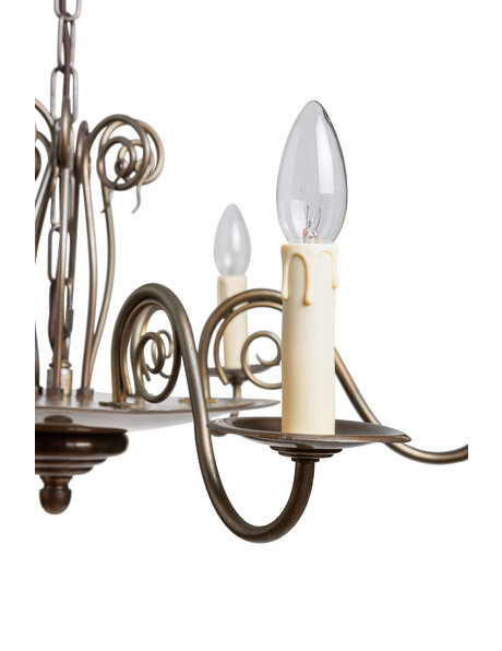 Vintage chandelier, 6 arms, brownish