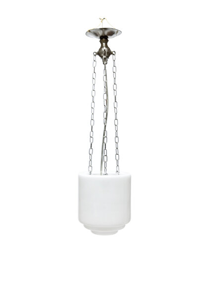 Pendant, White Glass Shade on Chain