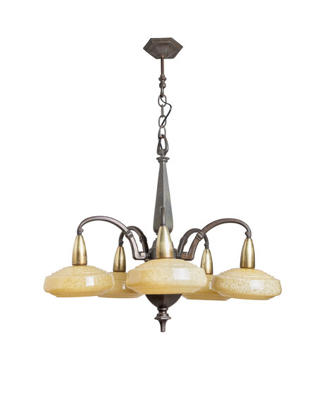 Old hanging lamp, light yellow glass