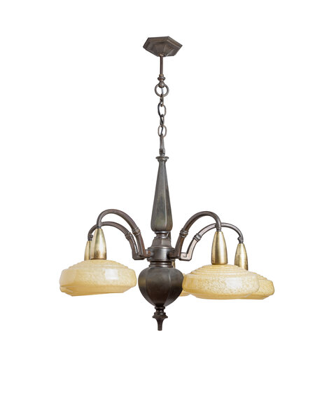 Old hanging lamp, light yellow glass