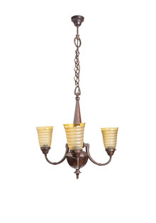 Slender Classic Pendant Lamp, Copper with Glass Cups