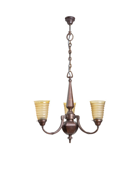 Old hanging lamp, burnished, 1930s