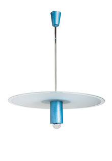 Vintage Hanging Lamp, Glass Dish, 1950s