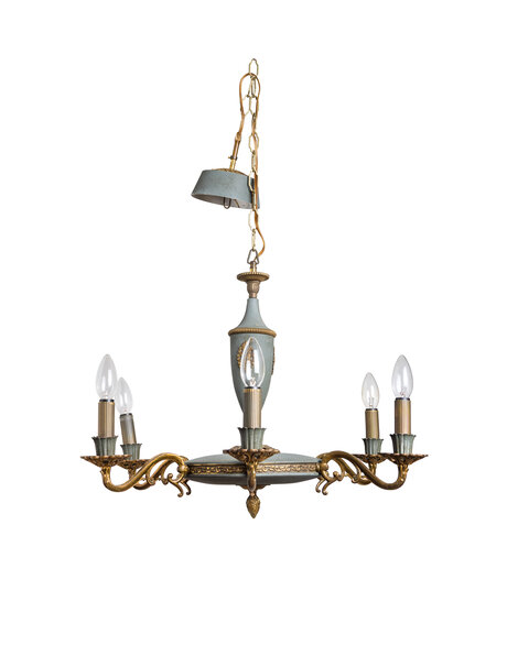 Vintage chandelier, 1950s, greenish