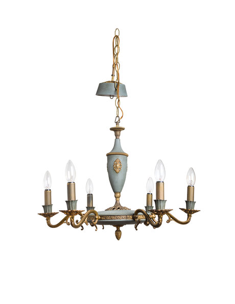 Vintage chandelier, 1950s, greenish