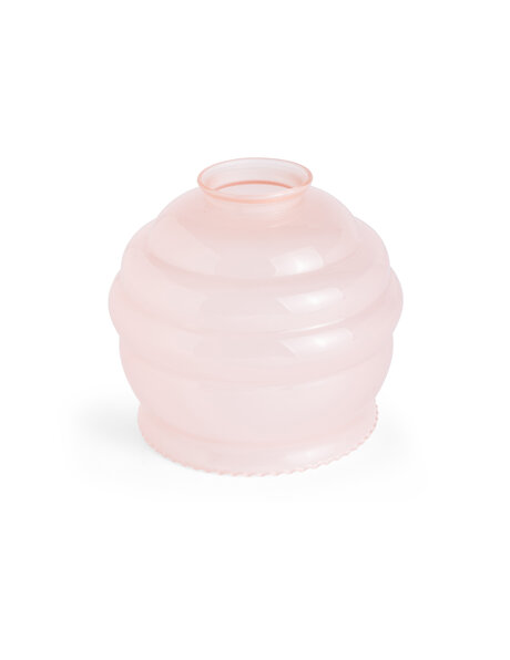 Roze glazen lampenkap met ribbeltje