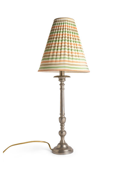 Table lamp, Matte silver table lamp, fabric shade