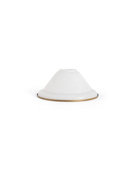 Glass lampshade, white, brass rim