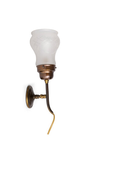 Old wall lamp, frosted glass torch