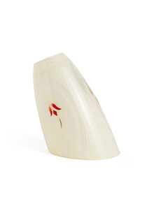 Light Yellow Glass Lampshade with Red Accent