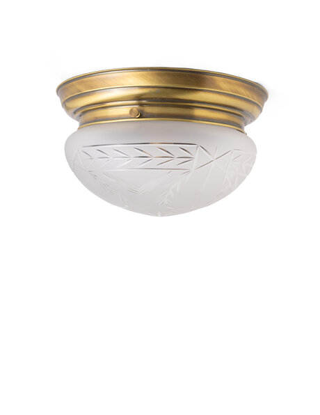 Classic ceiling lamp, copper fixture, cut glass