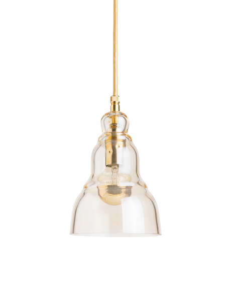 Small vintage hanging lamp, ocher glass on a cord