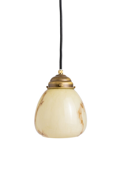 Vintage Hanglamp, Bruin Gemarmerd Glas, Jaren 30