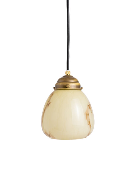 Kleine gele hanglamp, gemarmerd glas