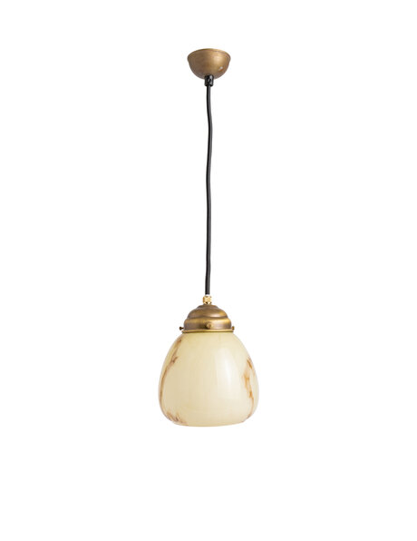Small yellow hanging lamp, marbled glass