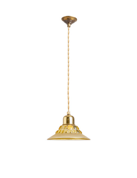 Small vintage pendant lamp, flat brown glass shade