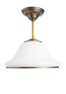 Pendel Hanglamp, Mat Wit Glazen Kap, Jaren 50