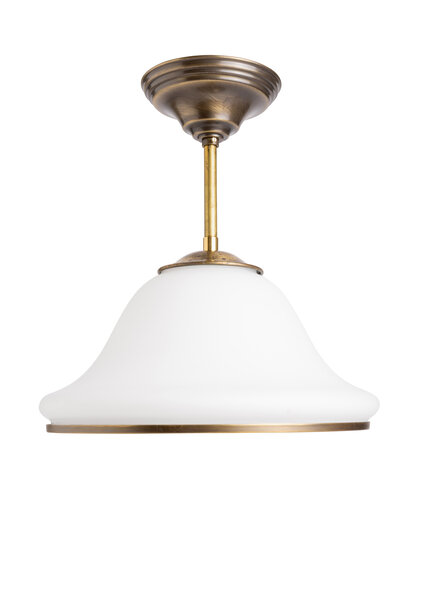 Pendel Hanglamp, Mat Wit Glazen Kap, Jaren 50