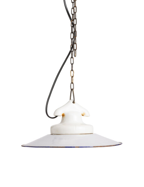 Gray enamel pendant lamp on chain