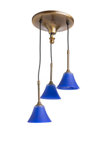 Vintage Hanglamp, Kleine Cascade met Blauw Glas, jaren 60