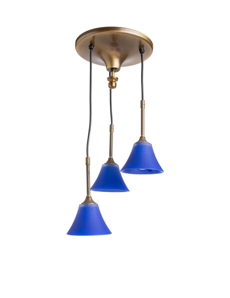 Nice hanging lamp, three blue glass lampshades