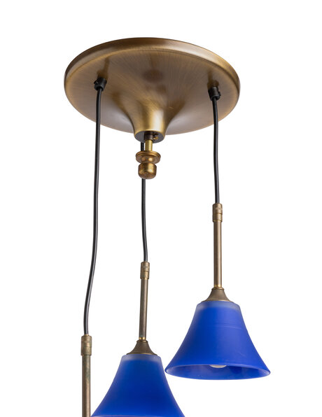 Nice hanging lamp, three blue glass lampshades