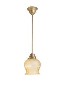 Small pendant lamp, pendant with ochre-brown glass, 1930s