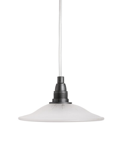 Kleine vintage hanglamp, matglas schotel