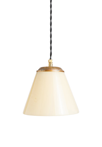 Vintage Hanglamp, Licht Geel Glas aan Snoer