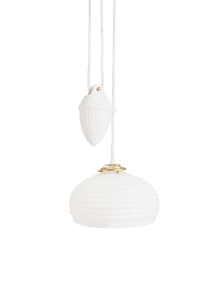 Hanglamp met contragewicht, wit glazen kap