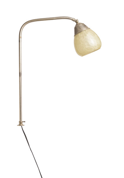 Industrial Desk Lamp, Yellow Marbled Glass, 1940s