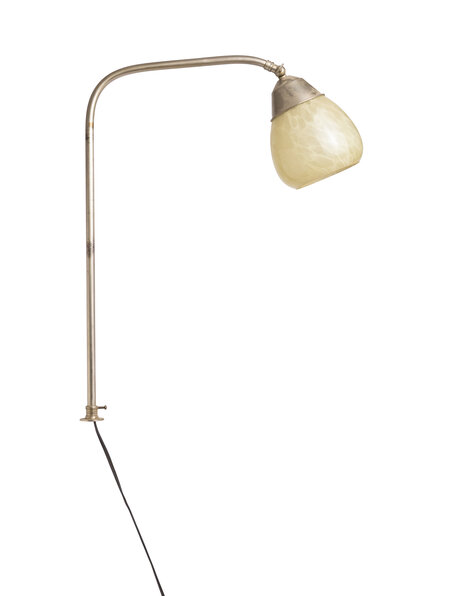 Old table lamp, industrial look, glass shade