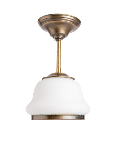 Small pendant lamp, white glass on a short rod