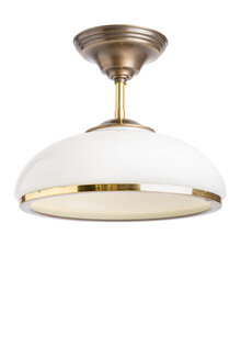 Pendellamp, Korte Stang met Wit Glazen Kap