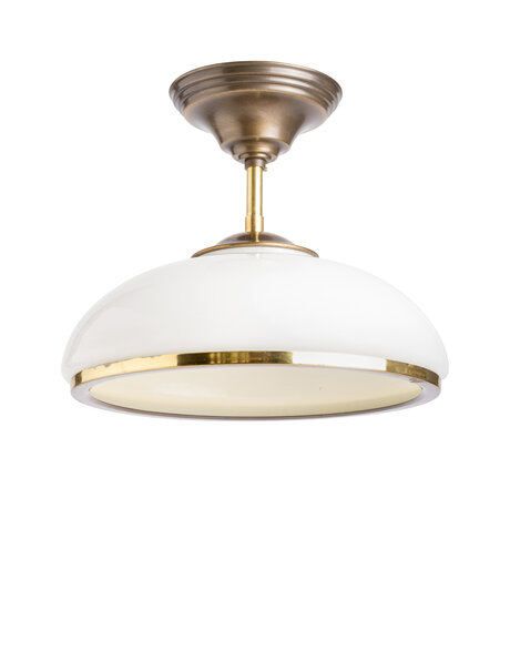 Vintage hanglamp, wit glazen kap