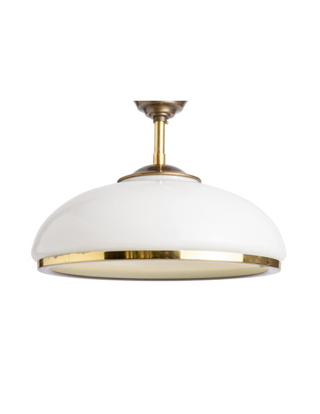 Vintage hanglamp, wit glazen kap