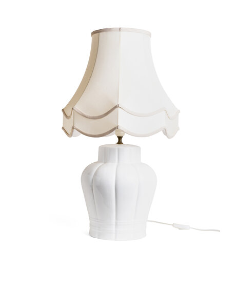 Oude tafellamp, wit keramiek