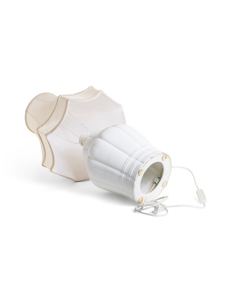 Oude tafellamp, wit keramiek