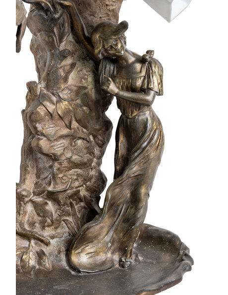 Old table lamp, Art Nouveau woman with flowers