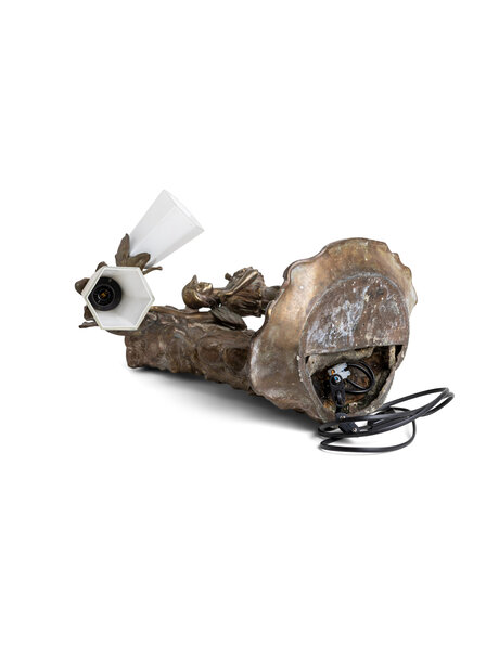 Old table lamp, Art Nouveau woman with flowers